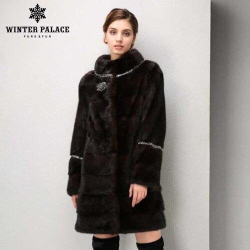 Young Fashion mink fur coat Brand fur coat 4 colors optional Genuine Leather fur coats for women Round neck mink WINTER PALACE