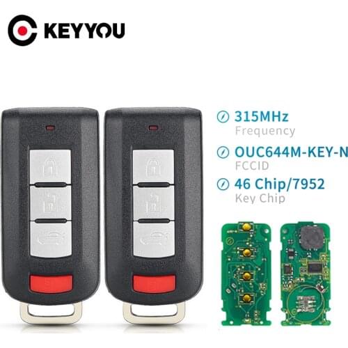 KEYYOU Remote Car Key 315Mhz ID46 PCF7952 for Mitsubishi Lancer Outlander 2008-2016 OUC644M-KEY-N 3/4 Button Keyless go