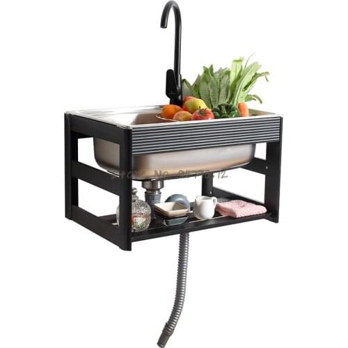 Kitchen Stainless Steel Sink Wall-mounted Single Sink Simple Vegetable Sink Sink Sink Sink Single Basin With Bracket