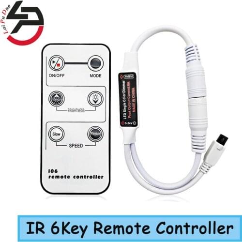 Laipuduo 6Key IR LED Single color Dimmer Remote Contorller DC5V-24V For 5050 3528 3014 LED Strip Light