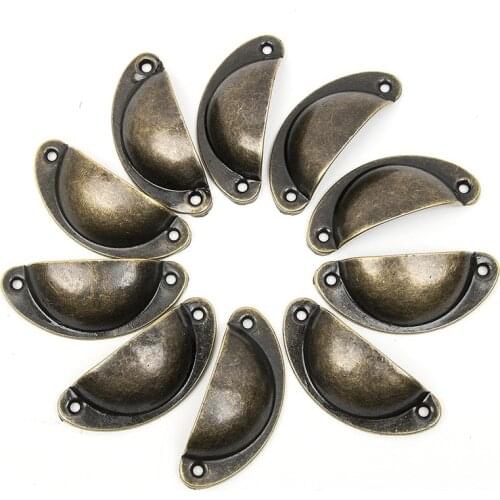 10pcs/lot Kitchen Cupboard Door Cabinet Cup Drawer Furniture Antique Shell Pull Handle Knob