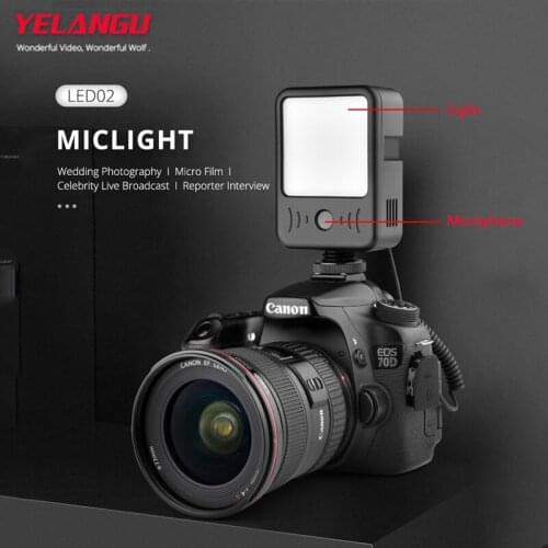 YELANGU LED02 Microphone with Light Portable Small Radio Fill Light Camera Photo Recording Noise Reduction Microphone
