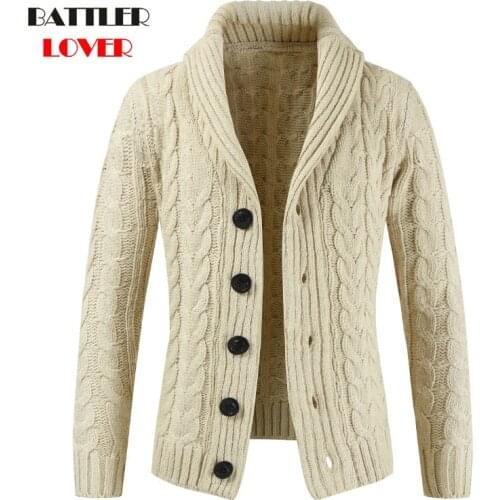 Fashion Men Autumn Winter Warm Sweater Button V-Neck Slim Fit Knitting Sweaters for Male Knit Cardigan Casual Tops