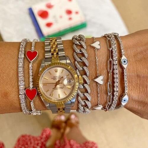 Fashion sliver Charm Crystal Bracelet For Women Luxury Brand Tennis Bracelet Bangle Cubic Zirconia Bracelet Femme Jewelry 2019