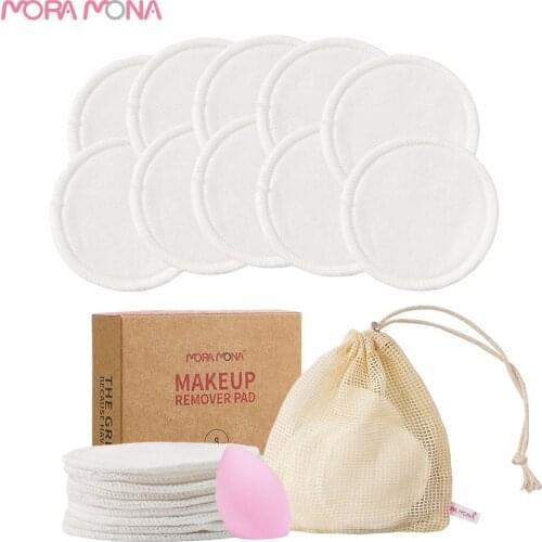 Mora Mona 2 Layers Reusable Bamboo Cotton Washable Makeup Remover Pad 10 Pcs/Pack