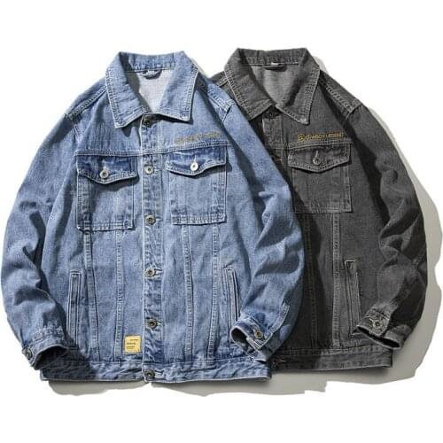 Mens Denim Jacket New Fashion Brand Youth Single Breasted Denim Jacket Letter Embroidered Casual Autumn 2021