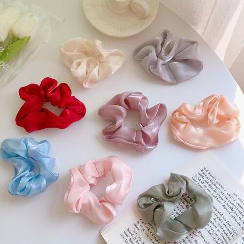 Silk Scrunchies Set Hair Rope Ponytail Holder Hair Ring Solid Champagne Beige Pink Elastic Hair Circle Rubber Band Accessories
