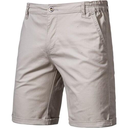 New Summer 100% Cotton Solid Shorts Men High Quality Casual Business Social Elastic Waist Men Shorts 10 Colors Beach Shorts