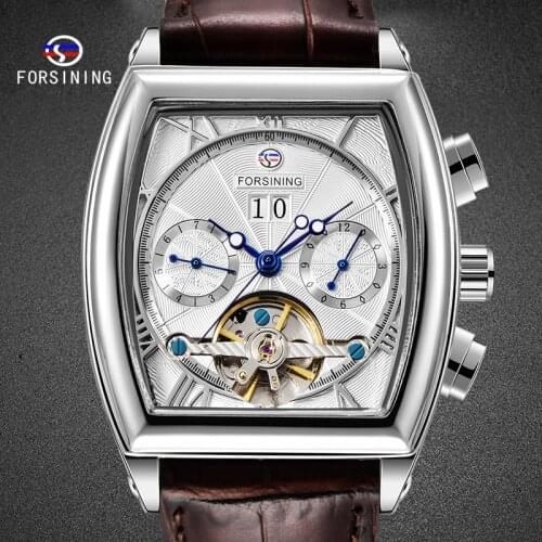 FORSINING Male Watch Original Leather Belt Mens Clock Tourbilion Style Business Men Automatic Wristwatch 2020 New