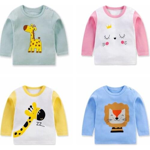 Autumn Childrens Wear Childrens Long Sleeve T-shirt Pure Cotton Sweater Childrens One Piece Top Bottoming Shirt