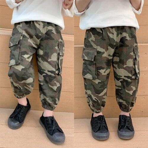 2 3 4 5 6 Years Toddler Boys Pants Spring Camouflage Trousers for Boy Elastic Waist Big Pocket Children Pants 2020 New Arrival