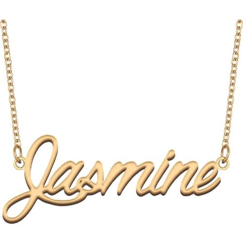 Jasmine Name Necklace for Women Stainless Steel Jewelry 18k Gold Plated Nameplate Pendant Femme Mother Girlfriend Gift