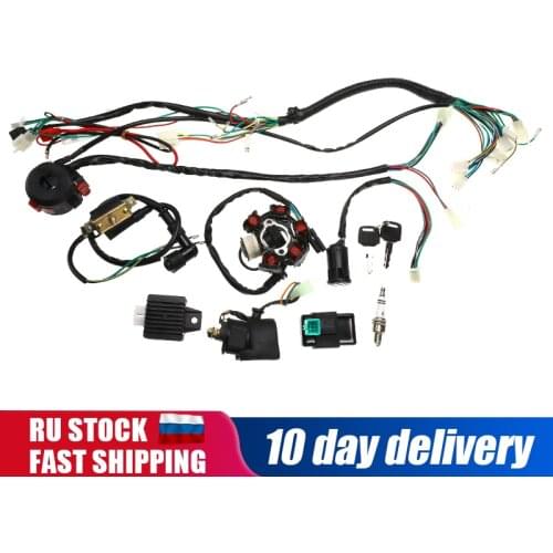 1set Full Complete Electrics Wiring Harness CDI STATOR 6 Coil Pole Ignition Switch For Motorcycle ATV Go Kart 90cc 110cc 125cc