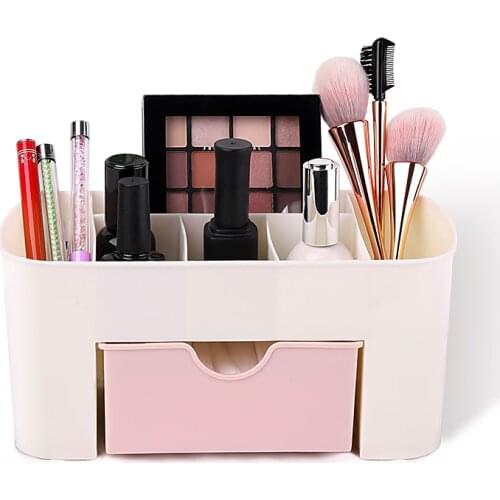 1Pc 3 Color Portable Desktop Storage Box Plastic Scissors Organizer Jewelry Nail Polish Pen Makeup Brushes Kit Container Tool