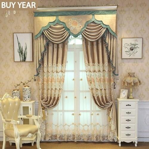 European-style Curtains for Living Room Bedroom Modern Atmospheric Luxury Embroidered Study Curtains Window Customization
