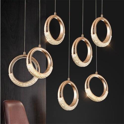 Modern Circle Ring Pendant Light Personality Iron Art Dining Room Cafe Bar Restuarant Hanging Light Bedroom Bedside Pendant Lamp