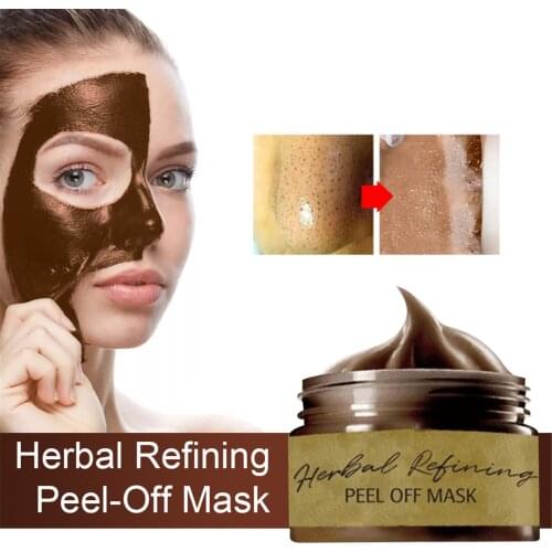 Herbal Refining Peel-Off Mask Tearing Remove Blackhead Cleaning Pores Shrink Skin Care Mask Deep Cleansing Pores Face Cares 80ml