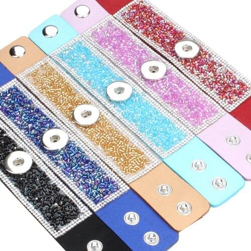 New Snap Jewelry Handmade High Quality Crystal Velvet Leather Snap Button Bracelet for Women Men Fit 18mm Snap Buttons Jewelry