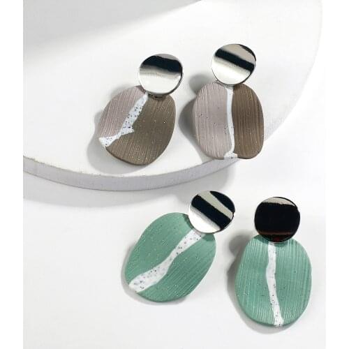 AENSOA Unique Wave Polymer Clay Earrings For Women 2021 Geometric Statement Pendant Earring Fashion Jewelry For Summer Gift