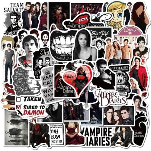 50PCS The Vampire Diaries Stickers DIY Skateboard Fridge Phone Guitar Motorcycle Laptop Luggage Graffiti Sticker Decal for Kid