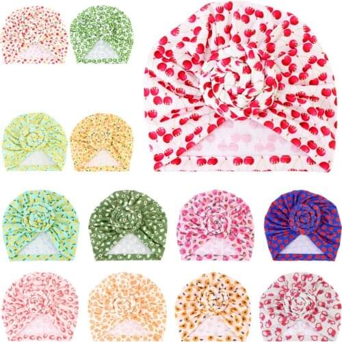 2021 New Print Knotted Hat Newborn Infant Toddler Caps Children Turban Baby Girls Beanie Bonnet Cap Hair Accessories 14 Colors
