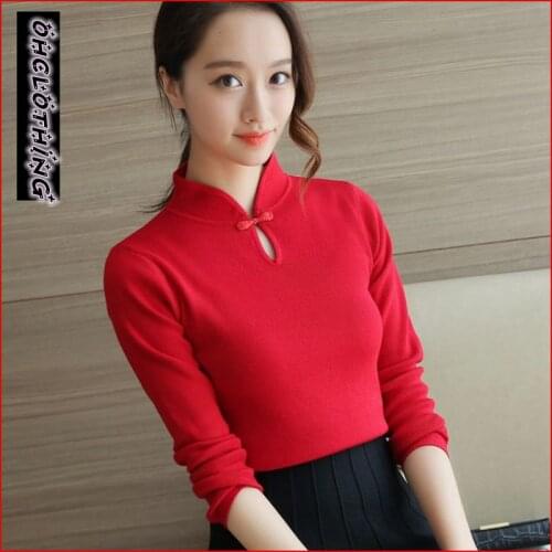 2021 Sweater Poncho Women Pullover Ohclothing Chinese Winter Style Cheongsam Collar Slim Semi Backing Spring Dress Sleeve Head