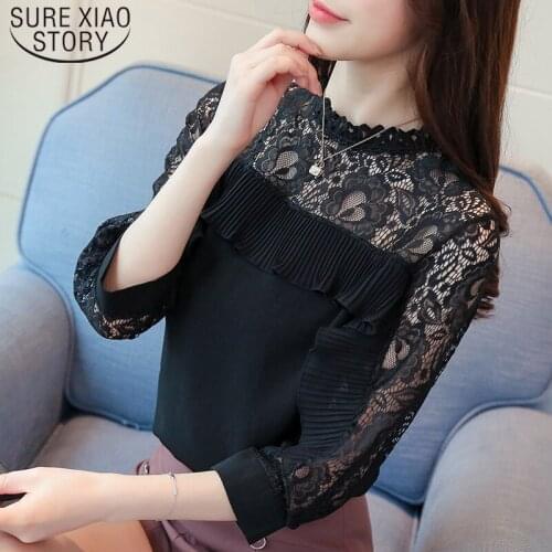 2021 Fashion Chiffon Blouse Women Tops and Blouse Seven-quarter sleeve tops Plus Size Ladies Clothing Korean Style Women 5075 50