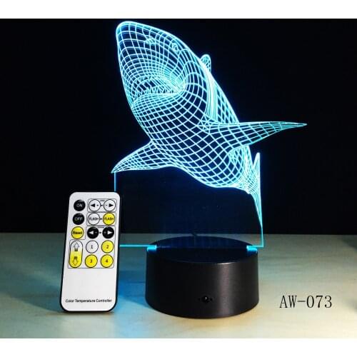 3d Led Light Night Creative Shark Kids Table Lamp Hologram Illusion Bedroom Living Room 7 Colors Usb Led Light Lamp AW-073