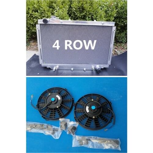 4 Row Aluminum Radiator + Fans For Toyota Landcruiser HDJ80 HZJ80 HDJ 80 AT 1990-1998 1991 1992 1993 1994 1995 1996 1997