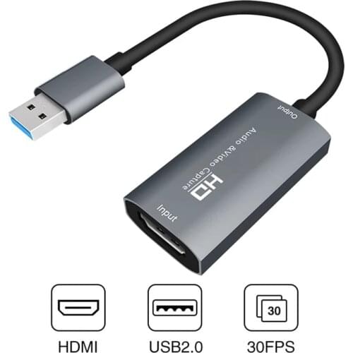 4K HDMI-compatible Video Capture Card USB 2.0 1080p 60Fps Game Capture Card Grabber Record Box Live Streaming for PS4 HD Camera