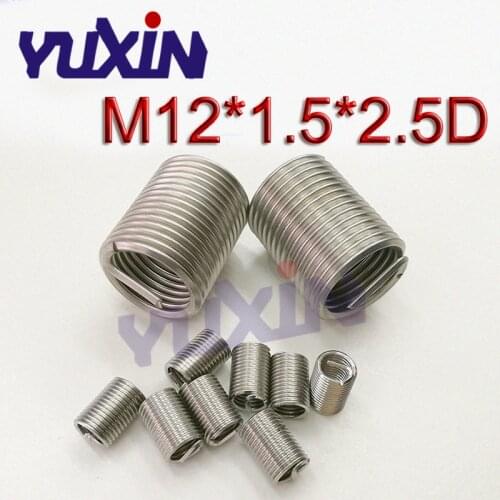 50pcs M12*1.5*2.5D Wire Thread Insert A2 Stainless Steel Wire Screw Sleeve M12 Screw Bushing Helicoil Wire Thread Repair Inserts