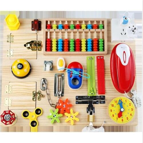 Montessori Children Busy Board Accessories Wood DIY Toy Material Early Education Activity Board Parts For Basic Skills Learning
