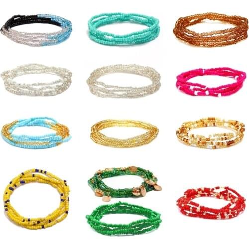 Bohemia Waist Bead Belly Chains Body Jewelry Elastic Summer Sexy Bikini Beach Waist Chain Strand Charms Vintage Waistband