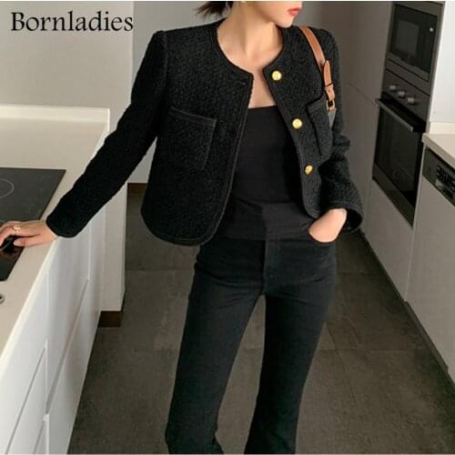 Bornladies Chic Loose Women Korean Stylish Short Blazer Autumn Single Breasted Female Suit Jacket Full Sleeve Outwear