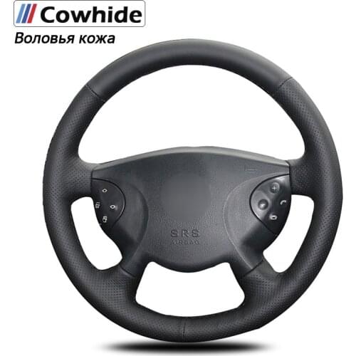 Handsewing Black Genuine Leather Steering Wheel Covers for Mercedes Benz E63 W210 E240 E280 E320 2002-2005