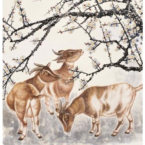 Plum and sheep The wooden puzzle 500 pieces ersion jigsaw puzzle white card adult childrens educational toys