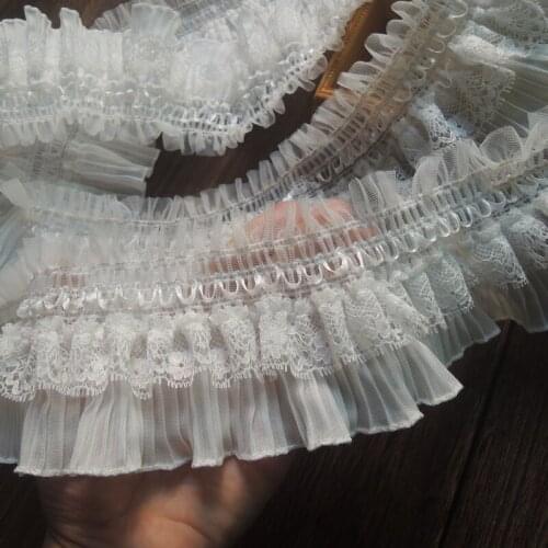 2Meter Elastic fold lace lace diy skirt handmade clothes accessories black and white 9cm wide