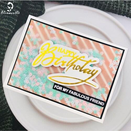 Hot Foil Plate and Die Cut Foil Stamping Happy Birthday DIY Scrapbook Paper Craft Handmade Card Punch Art Alinacraft