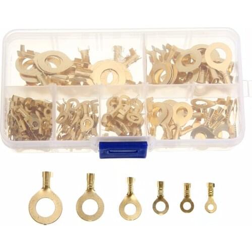 150PCS M3/M4/M5/M6/M8/M10 Ring Lugs Ring Eyes Copper Crimp Terminals Cable Lug Wire Connector Non-insulated Diy Assortment Kit