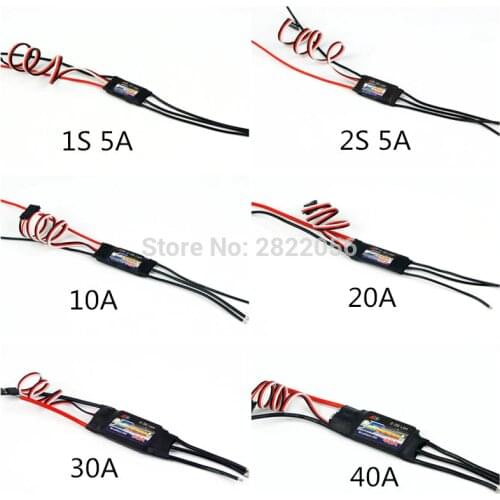 AEORC E-Power ESC Motor Speed Controller 1S5A 2S5A 10A 20A 30A 40A Brushless ESC for RC Airplane with UBEC for RC FPV Quadcopter