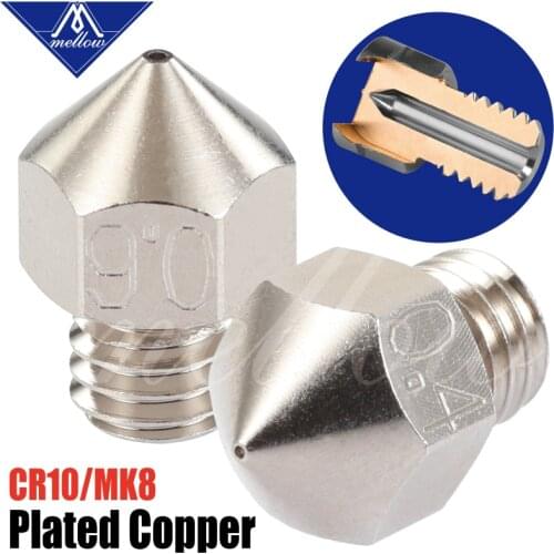 Mellow Nf-mk8 Plated Copper Nozzles Durable Reduce Stick For High Performance Ender 3 Cr10 Micro Swiss Hotend For 3d Printer