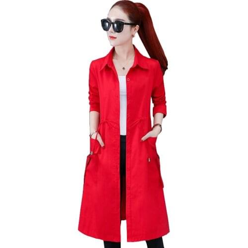 2021 New Temperament Women Spring And Autumn Coat Elegant Loose Plus Size Trench Coat Lady Fashion Slim Long Windbreaker OK904