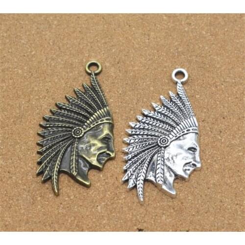 NEW 5pcs 55x29mm Two Colors Human Plated Indians Head DIY handmade Jewelry Accessories