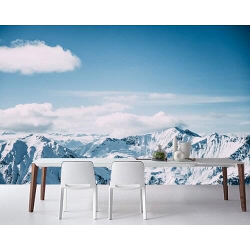 Papel de parede Beautiful snow mountain peaks natural 3d wallpaper,living room bedroom kitchen wall papers home decor mural