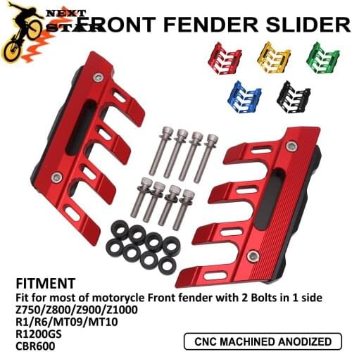 CNC Motorcycle Front Fender Slider Protection Guard For Kawasaki Z750 Z800 Z900 Z1000 R1200GS Yamaha MT09 10 R1 R6 Honda CBR600