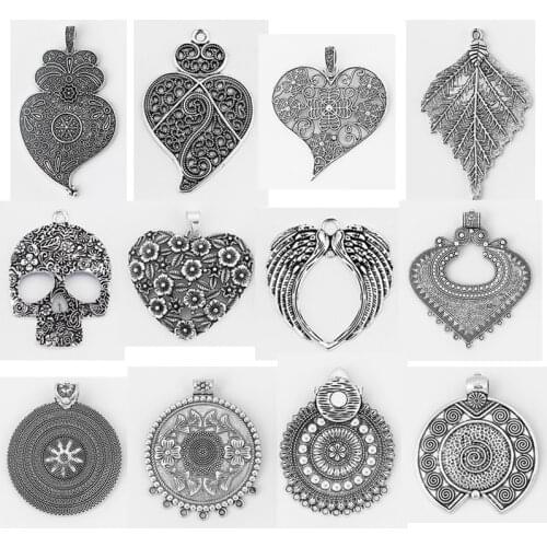 3pcs Large Hollow Lily Flower Heart Filigree Charms Pendants Jewelry Findings 65*61mm