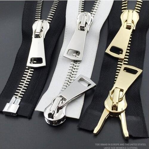 Size12 copper zipper 70cm 85m 100cm 1piece diy wind jacket coat zip repair double sliders balck white silver gold teeth