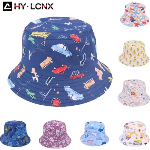 Spring Autumn Baby Bucket Children Cartoon Dinosaur Caps Panama Hats Boy Girl Outdoor Sun Protection Cap Soft Brim Fisherman Hat