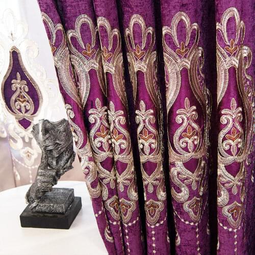 Chenille European Thickened Blackout High-End Embroidered Window Curtain Fabric Gauze Curtain Custom For Bedroom Living Room