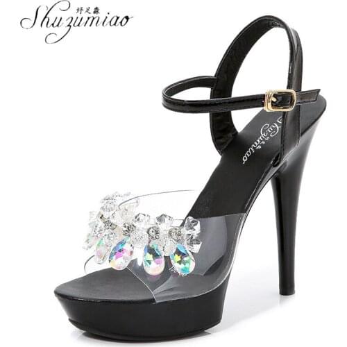 SHUZUMIAO 34-43 yards Sexy Ladies High Heels Women Shoes Summer Shoes Women Pumps Woman Party Shoes Super High Heel 13/15cm